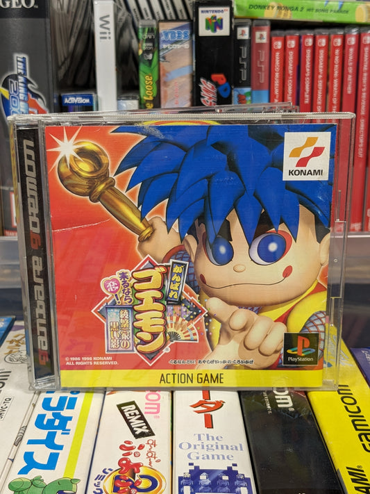 Ganbare Goemon Kuru Nara Koi! Ayashige Ikka no Kuroi Kage Japanese PS1 CIB